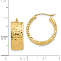 14K Yellow Gold Diamond-Cut Large Hoop Earrings - 22mm Length by 0