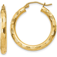 14K Yellow Gold Diamond-Cut Large Hoop Earrings 25mm by 0