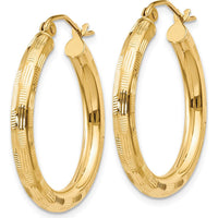 14K Yellow Gold Diamond-Cut Large Hoop Earrings 25mm by 0