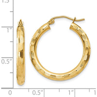 14K Yellow Gold Diamond-Cut Large Hoop Earrings 25mm by 0