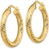 14K Yellow Gold Diamond-Cut Large Hoop Earrings - 29.25mm Length by 0