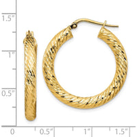 14K Yellow Gold Diamond-Cut Large Hoop Earrings - 29.25mm Length by 0