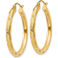 14K Yellow Gold Diamond-Cut Large Hoop Earrings - 30mm Length by 0