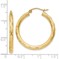 14K Yellow Gold Diamond-Cut Large Hoop Earrings - 30mm Length by 0