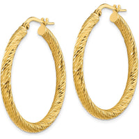 14K Yellow Gold Diamond-Cut Large Hoop Earrings - 33.25mm Length by 0
