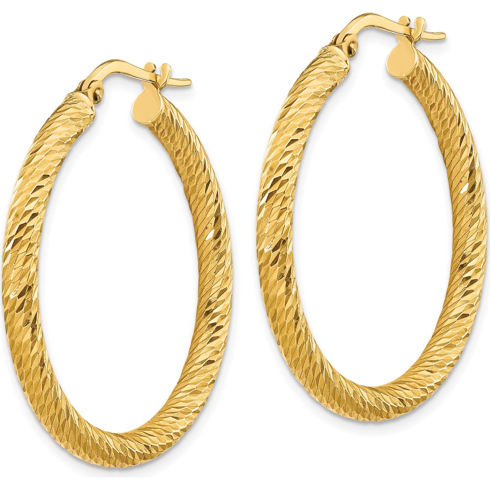 14K Yellow Gold Diamond-Cut Large Hoop Earrings - 33.25mm Length by 0