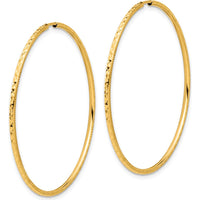 14K Yellow Gold Diamond-Cut Large Hoop Earrings - 45mm Length by 0