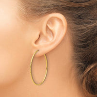 14K Yellow Gold Diamond-Cut Large Hoop Earrings - 45mm Length by 0