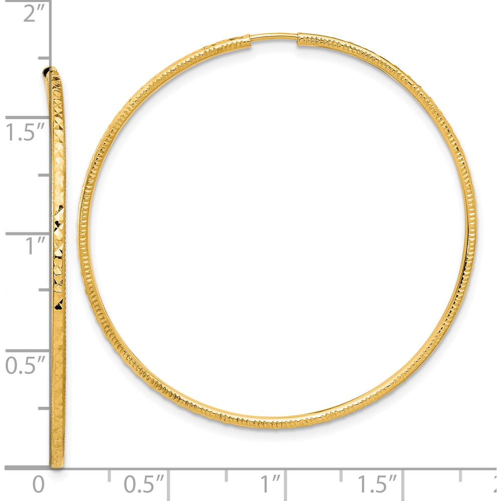 14K Yellow Gold Diamond-Cut Large Hoop Earrings - 45mm Length by 0
