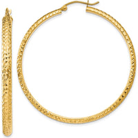 14K Yellow Gold Diamond-Cut Large Hoop Earrings - 46mm Length by 0