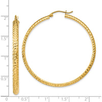 14K Yellow Gold Diamond-Cut Large Hoop Earrings - 46mm Length by 0