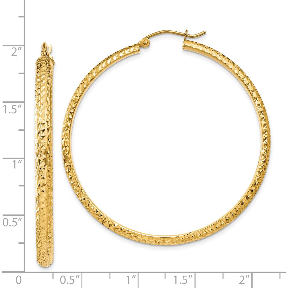 14K Yellow Gold Diamond-Cut Large Hoop Earrings - 46mm Length by 0