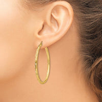 14K Yellow Gold Diamond-Cut Large Hoop Earrings - 50mm Length by 0