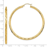 14K Yellow Gold Diamond-Cut Large Hoop Earrings - 55mm Length by 0