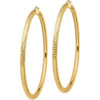 14K Yellow Gold Diamond-Cut Large Hoop Earrings - 80mm Diameter, 4mm Thickness by 0