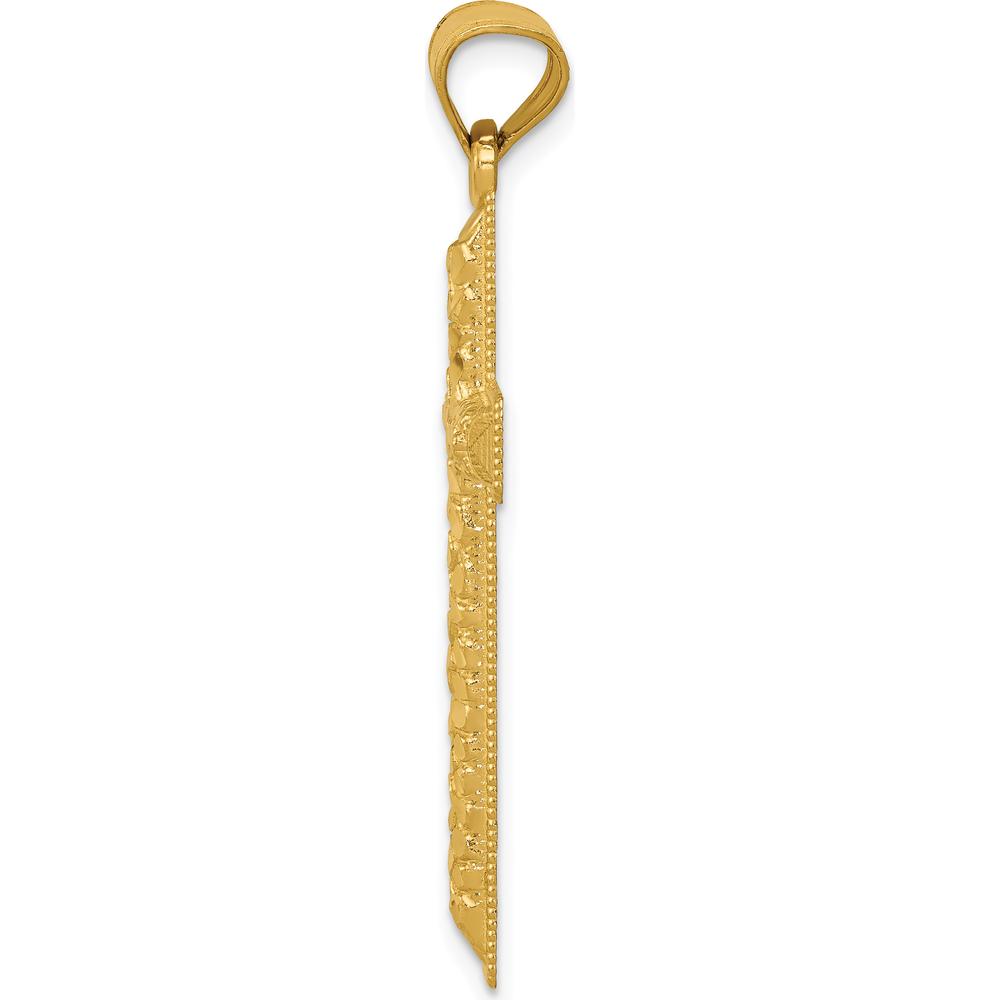 14K Yellow Gold Diamond-Cut Latin Cross Pendant - 40.1mm Length by Oro Pregiato