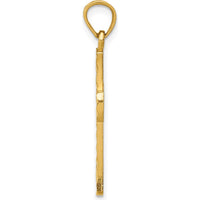 14K Yellow Gold Diamond-Cut Latin Cross Pendant - Faith Symbol in Polished Finish by Oro Pregiato