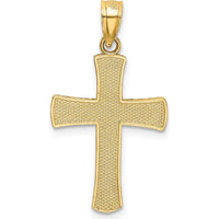 14K Yellow Gold Diamond-Cut Latin Cross Pendant - Faith Symbol in Polished Finish by Oro Pregiato