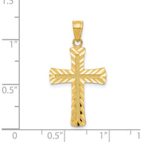 14K Yellow Gold Diamond-Cut Latin Cross Pendant - Faith Symbol in Polished Finish by Oro Pregiato