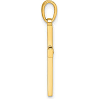 14K Yellow Gold Diamond-Cut Latin Cross Pendant with White Rhodium Finish by Oro Pregiato