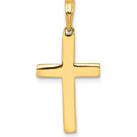 14K Yellow Gold Diamond-Cut Latin Cross Pendant with White Rhodium Finish by Oro Pregiato