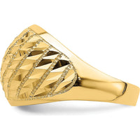14K Yellow Gold Diamond-Cut Lattice Pattern Dome Ring with Polished Finish by Oro Pregiato
