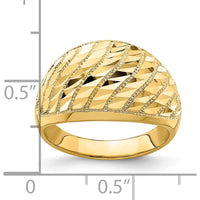 14K Yellow Gold Diamond-Cut Lattice Pattern Dome Ring with Polished Finish by Oro Pregiato