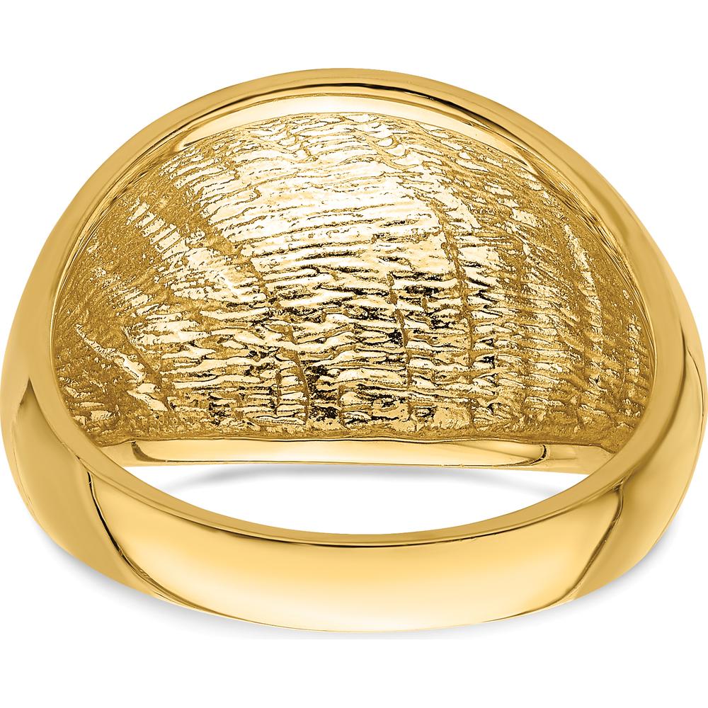 14K Yellow Gold Diamond-Cut Lattice Pattern Dome Ring with Polished Finish by Oro Pregiato
