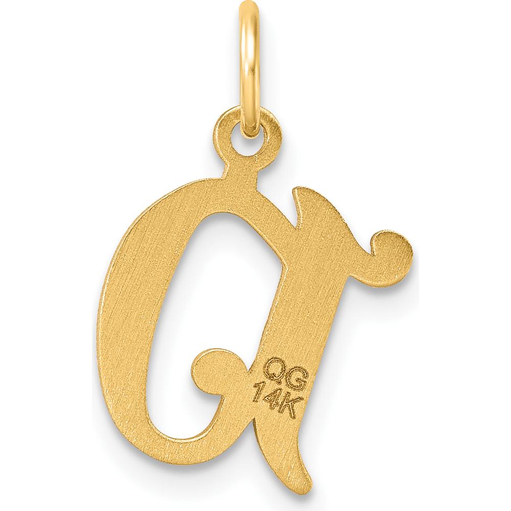 14K Yellow Gold Diamond-Cut Letter D Initial Charm with Brushed Satin Finish by Oro Pregiato