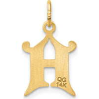 14K Yellow Gold Diamond-Cut Letter H Initial Charm with Brushed Finish by Oro Pregiato