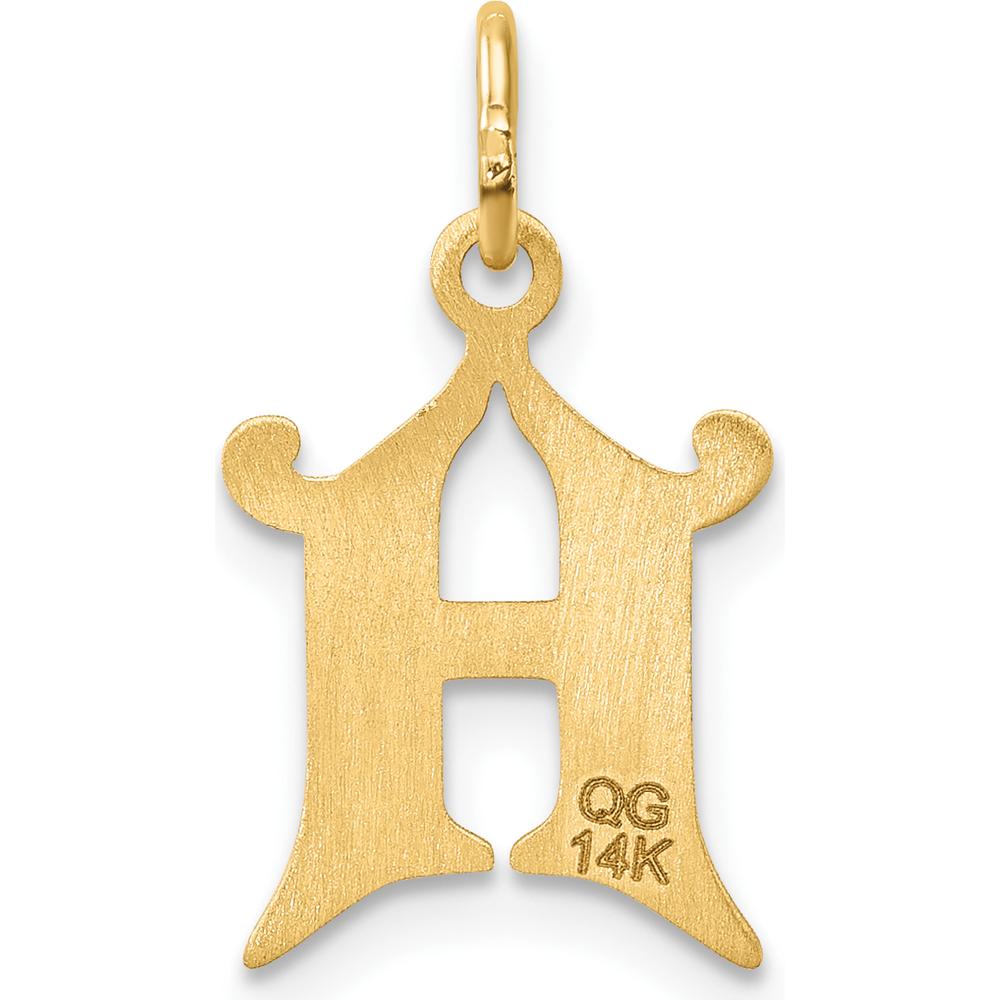 14K Yellow Gold Diamond-Cut Letter H Initial Charm with Brushed Finish by Oro Pregiato
