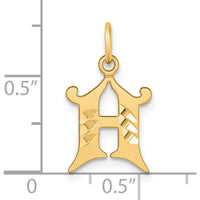 14K Yellow Gold Diamond-Cut Letter H Initial Charm with Brushed Finish by Oro Pregiato