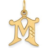 14K Yellow Gold Diamond-cut Letter M Initial Charm - Personalized Jewelry Pendant by Oro Pregiato