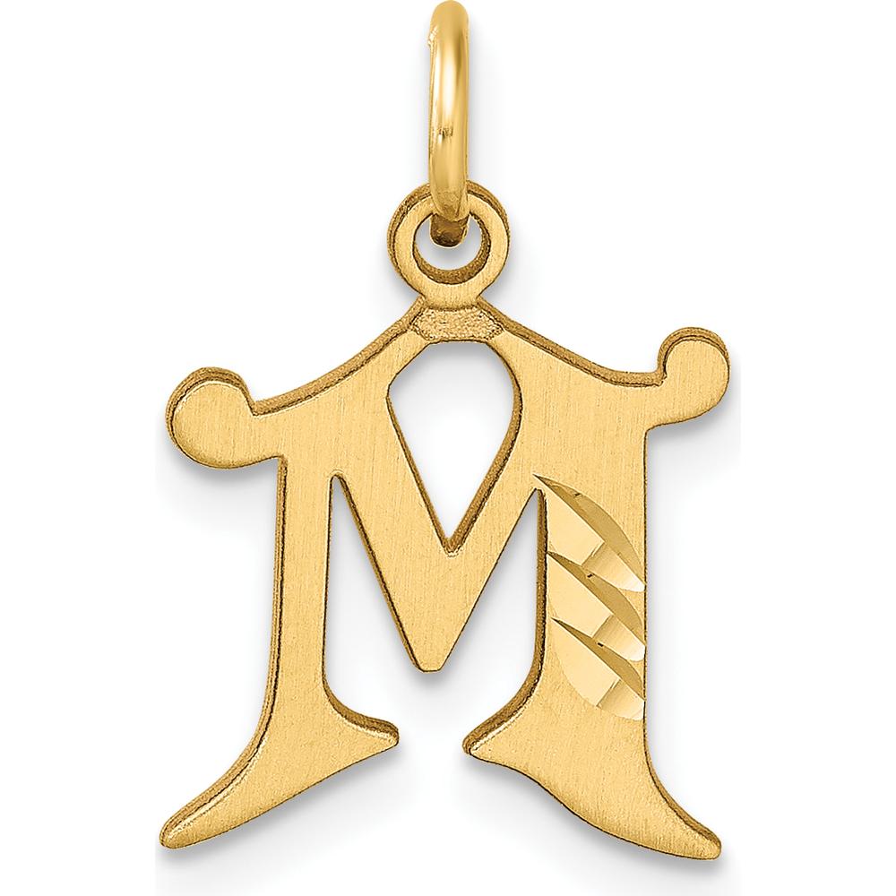 14K Yellow Gold Diamond-cut Letter M Initial Charm - Personalized Jewelry Pendant by Oro Pregiato