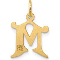14K Yellow Gold Diamond-cut Letter M Initial Charm - Personalized Jewelry Pendant by Oro Pregiato