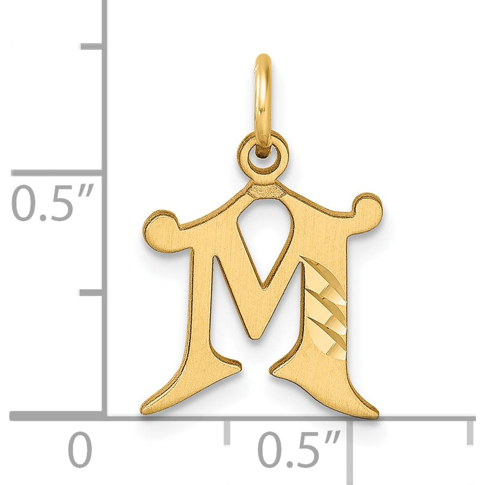 14K Yellow Gold Diamond-cut Letter M Initial Charm - Personalized Jewelry Pendant by Oro Pregiato