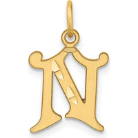 14K Yellow Gold Diamond-Cut Letter N Initial Charm - Personalized Pendant by Oro Pregiato