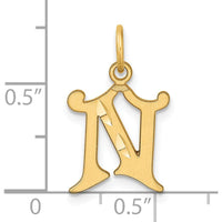 14K Yellow Gold Diamond-Cut Letter N Initial Charm - Personalized Pendant by Oro Pregiato