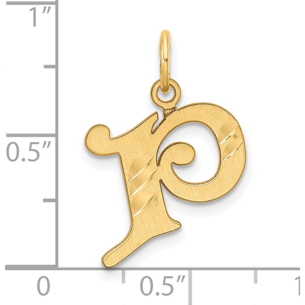 14K Yellow Gold Diamond-Cut Letter P Initial Charm - Personalized Jewelry by Oro Pregiato
