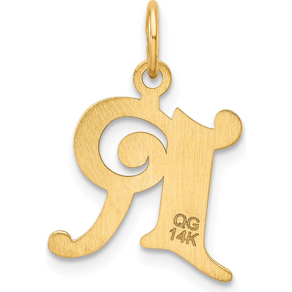 14K Yellow Gold Diamond-Cut Letter R Initial Pendant Charm by Oro Pregiato