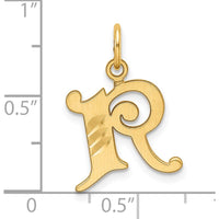 14K Yellow Gold Diamond-Cut Letter R Initial Pendant Charm by Oro Pregiato