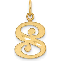 14K Yellow Gold Diamond-Cut Letter S Initial Charm - Personalized Pendant by Oro Pregiato