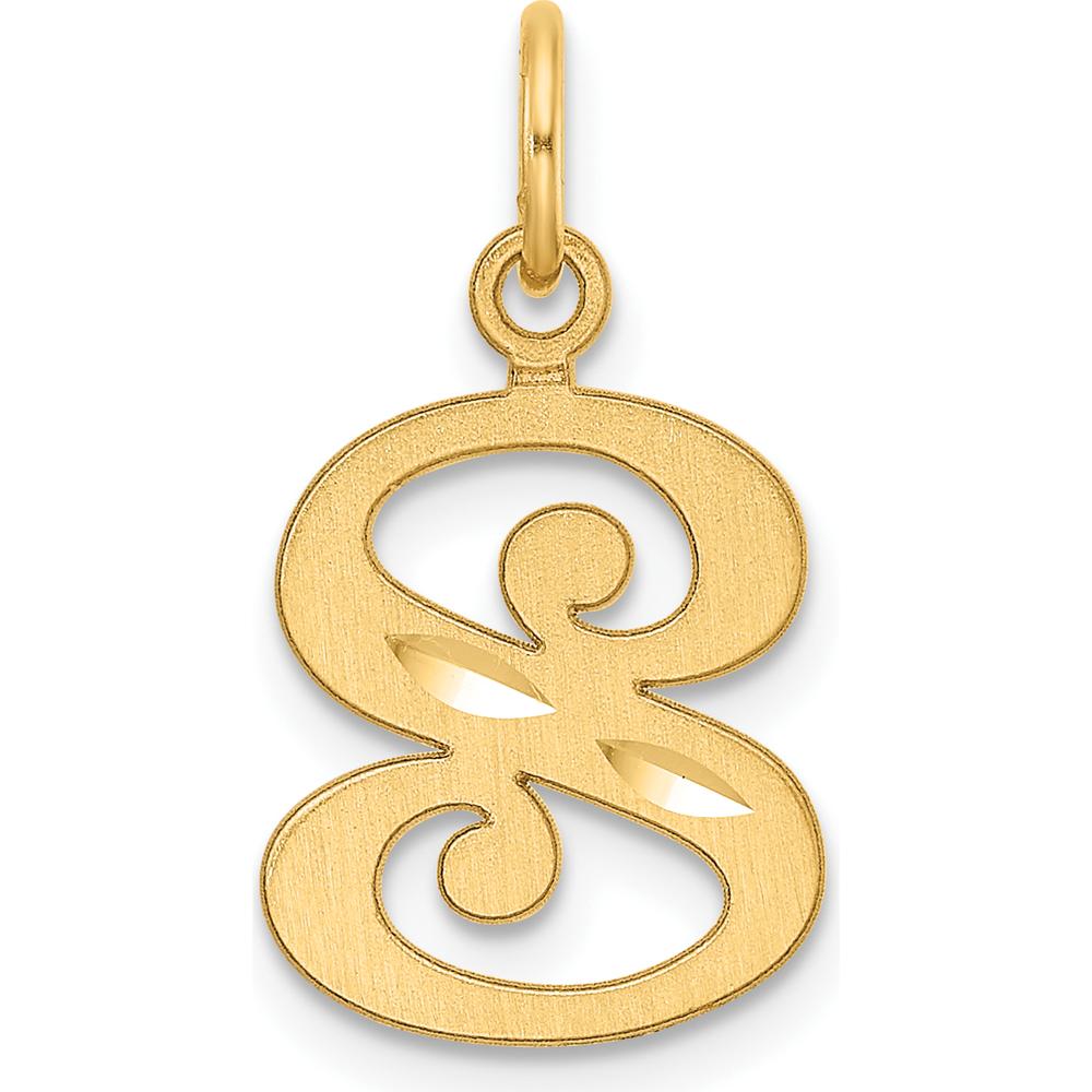 14K Yellow Gold Diamond-Cut Letter S Initial Charm - Personalized Pendant by Oro Pregiato