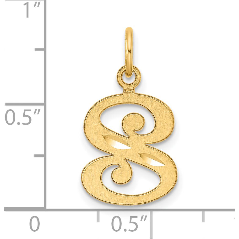14K Yellow Gold Diamond-Cut Letter S Initial Charm - Personalized Pendant by Oro Pregiato