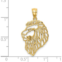 14K Yellow Gold Diamond-Cut Lion Profile Pendant - 23mm Length, 17mm Width by Oro Pregiato