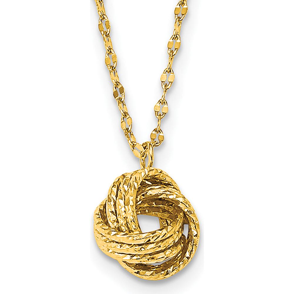14K Yellow Gold Diamond-Cut Love Knot Pendant Necklace on 18" Cable Chain by 0