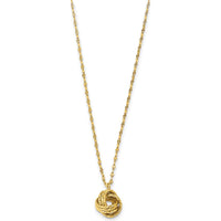 14K Yellow Gold Diamond-Cut Love Knot Pendant Necklace on 18" Cable Chain by 0