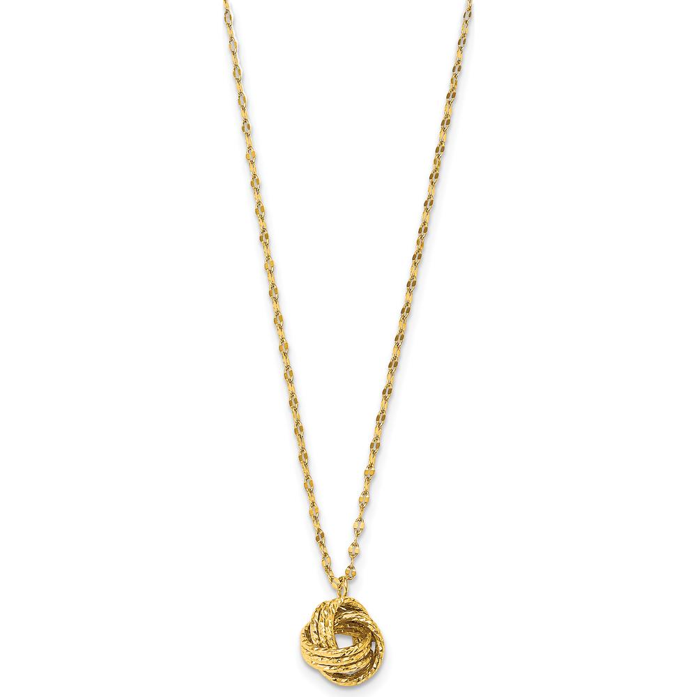14K Yellow Gold Diamond-Cut Love Knot Pendant Necklace on 18" Cable Chain by 0
