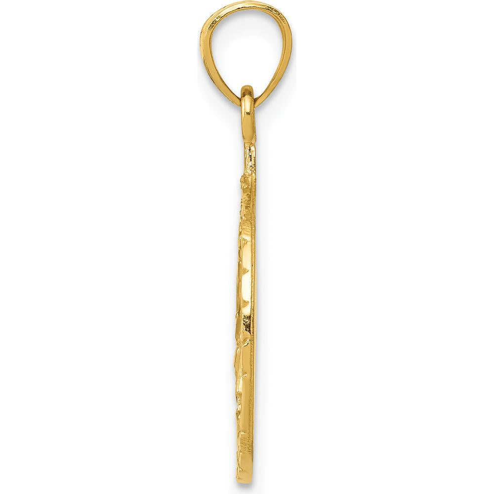 14K Yellow Gold Diamond-Cut Masonic Symbol Pendant - 25.21mm Length by IBGoodman