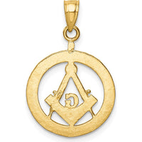 14K Yellow Gold Diamond-Cut Masonic Symbol Pendant - 25.21mm Length by IBGoodman